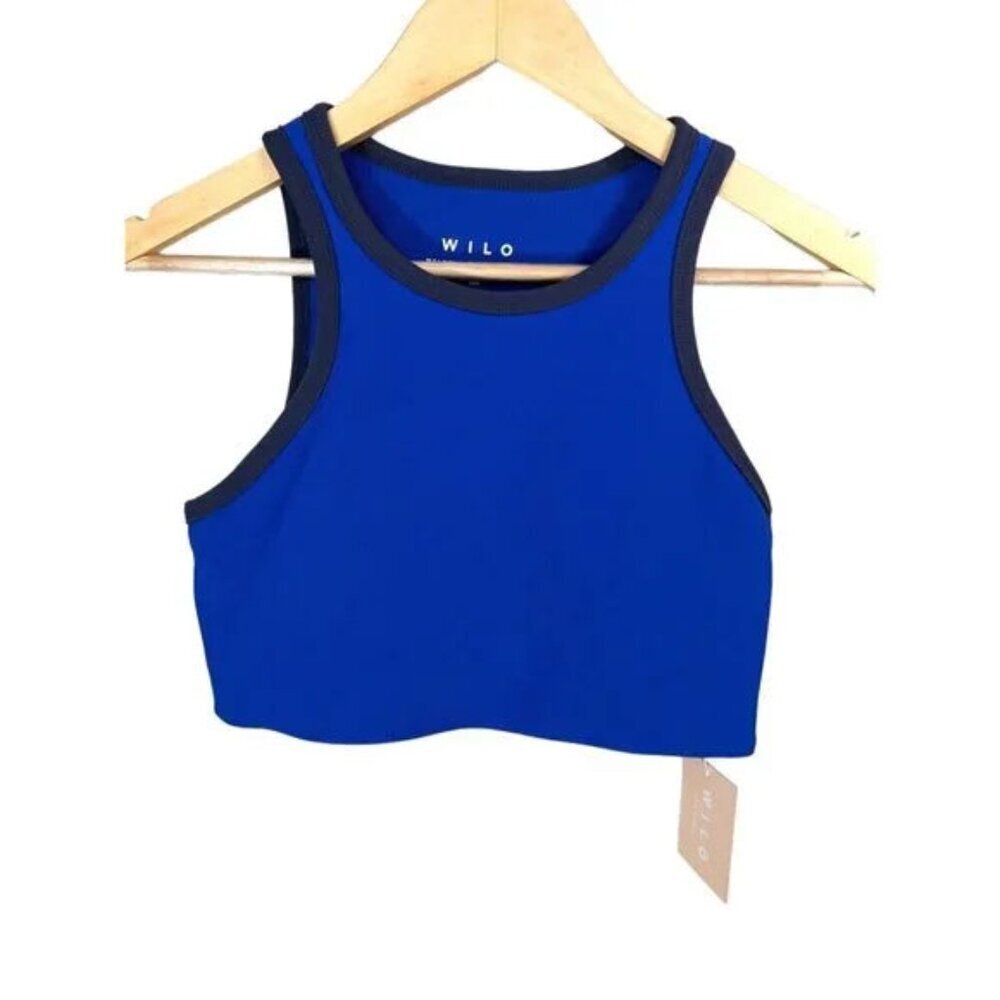 WILO THE LABEL Ribbed Colorblock BLUE Racer Sports Bra sz M